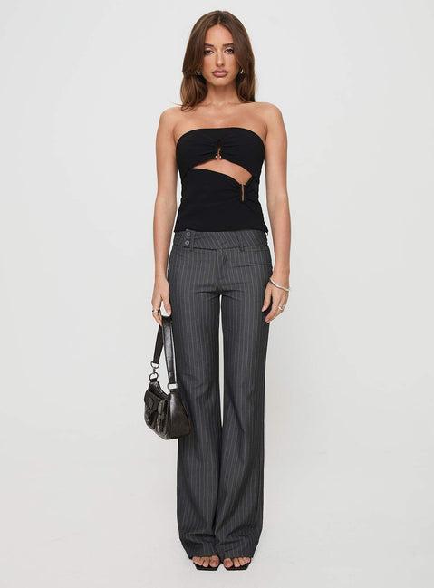 Kinkirk Flared Pants Grey Pinstripe Tall Product Image