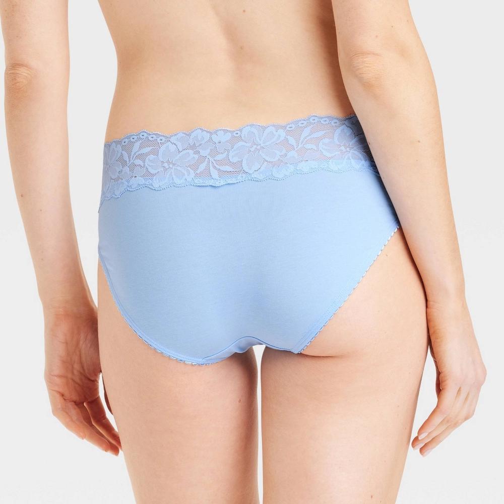 Womens Cotton Blend Bikini Underwear with Lace - Auden Blue XL Product Image