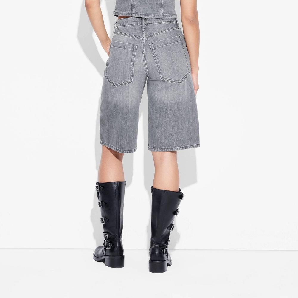 Women's Low-Rise Baggy Skater Shorts - Wild Fable™ Gray Wash 00: Relaxed Fit, Midweight Fabric, 13.75" Inseam Product Image