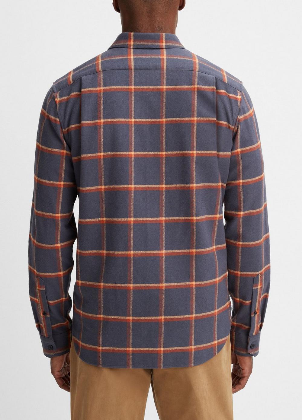 Mens Skipton Plaid Long-Sleeve Shirt, Night Storm/rust Amber, Size L Vince Product Image