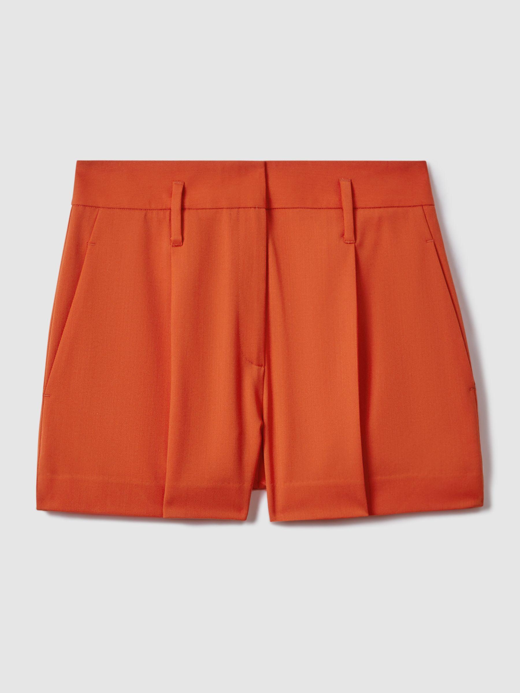 McLaren F1 Wool Blend Pleated Shorts in Papaya Product Image