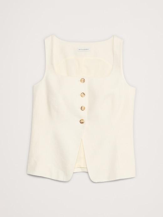 Linen Square-Neck Long Vest Product Image