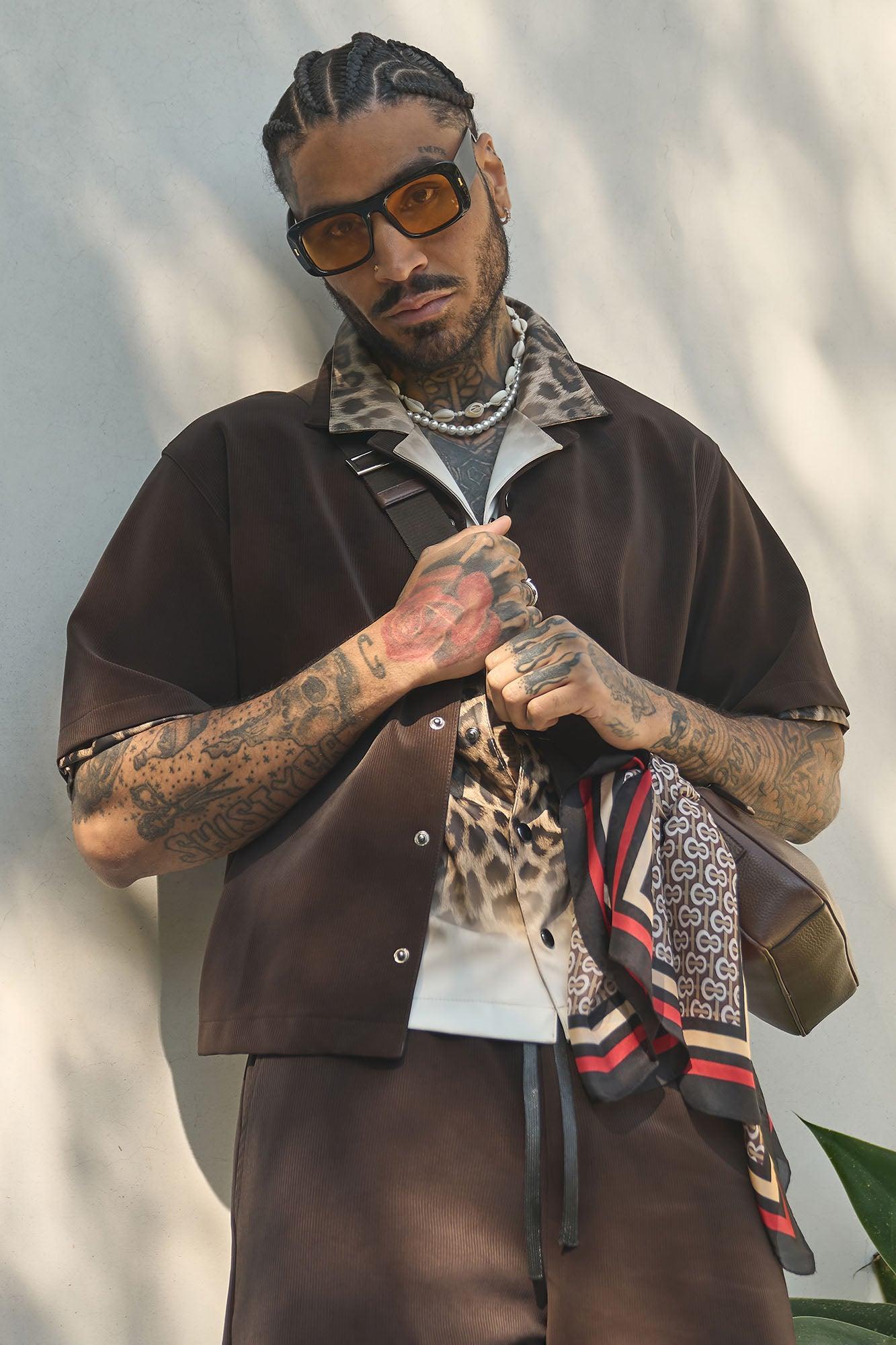 Kings Fade Cropped Button Up Shirt - Multi Color Product Image