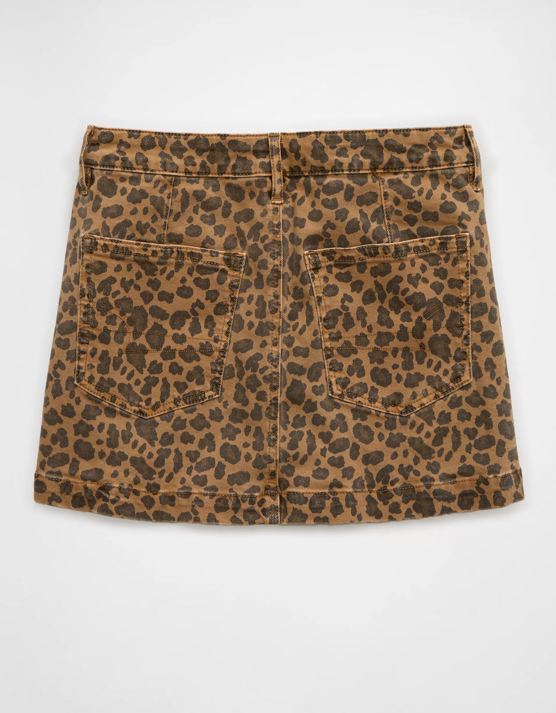 AE Leopard Low-Rise A-Line Mini Skirt Product Image