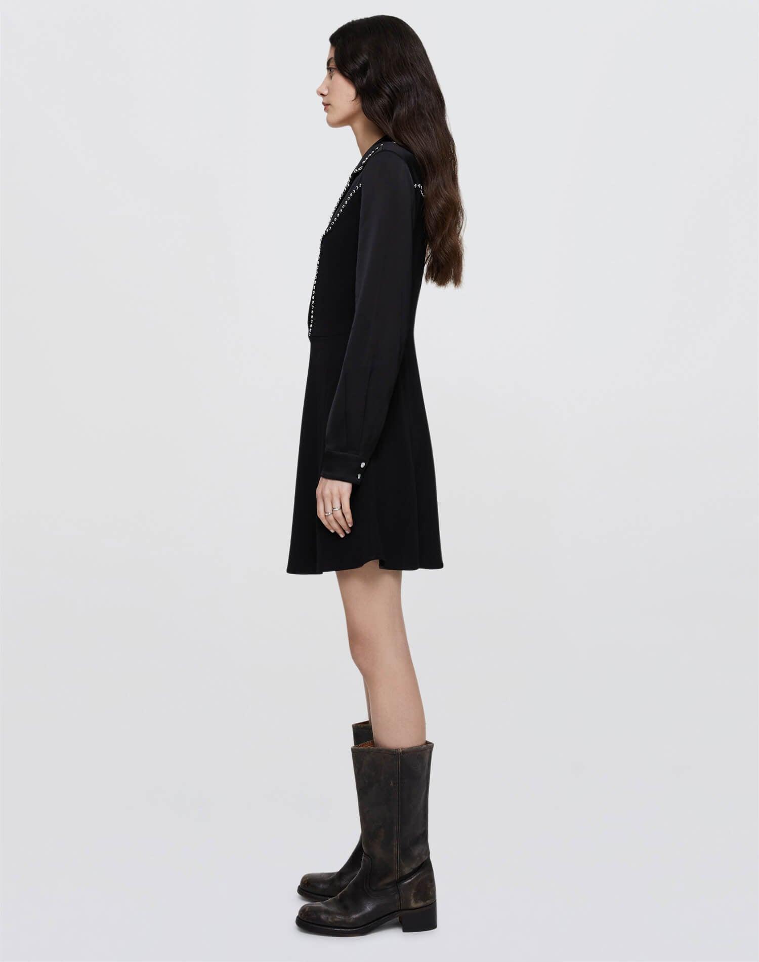 Short Western Yoke Dress - Black Female Product Image