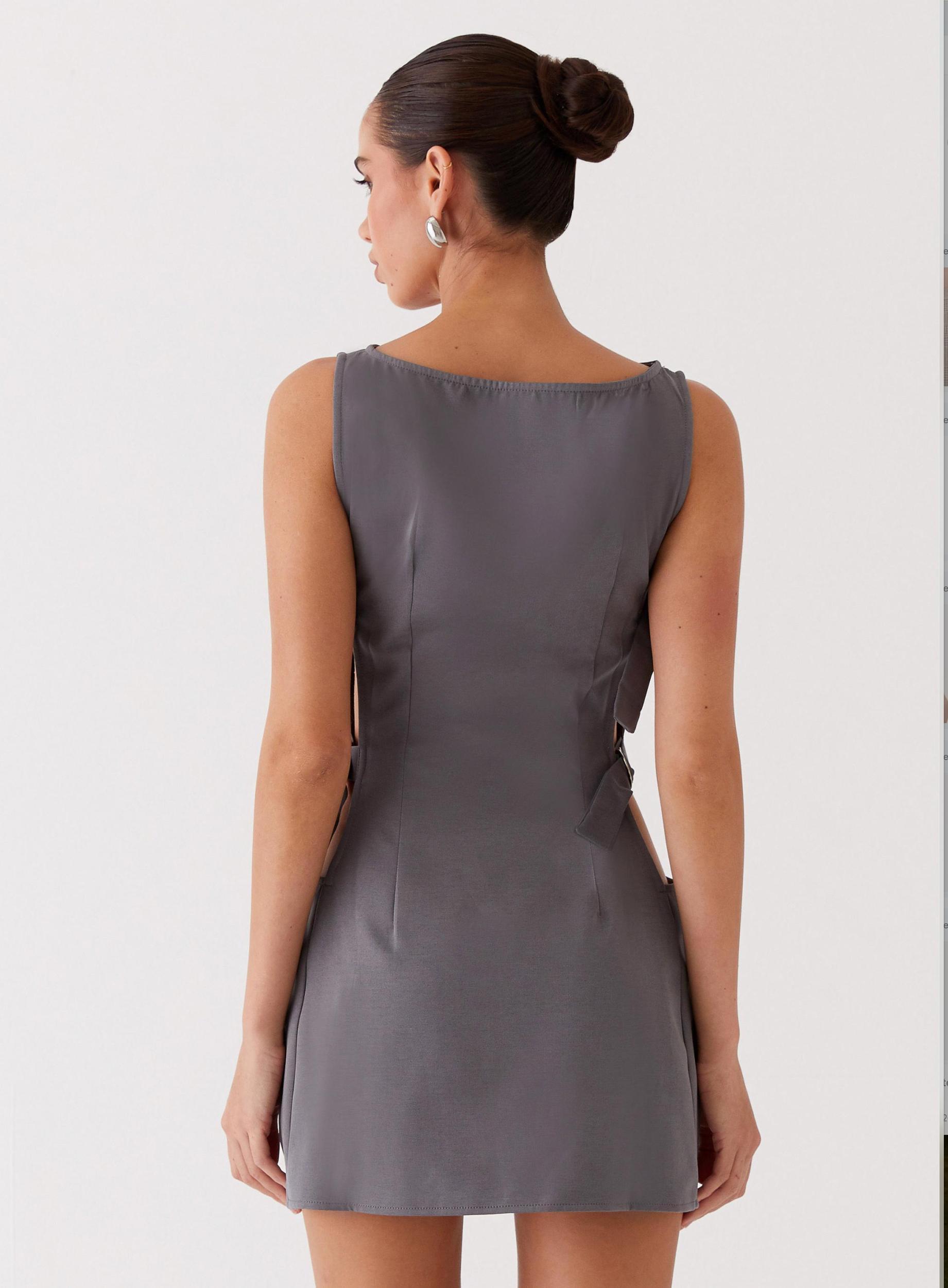 Cherish You Buckle Mini Dress - Charcoal Product Image