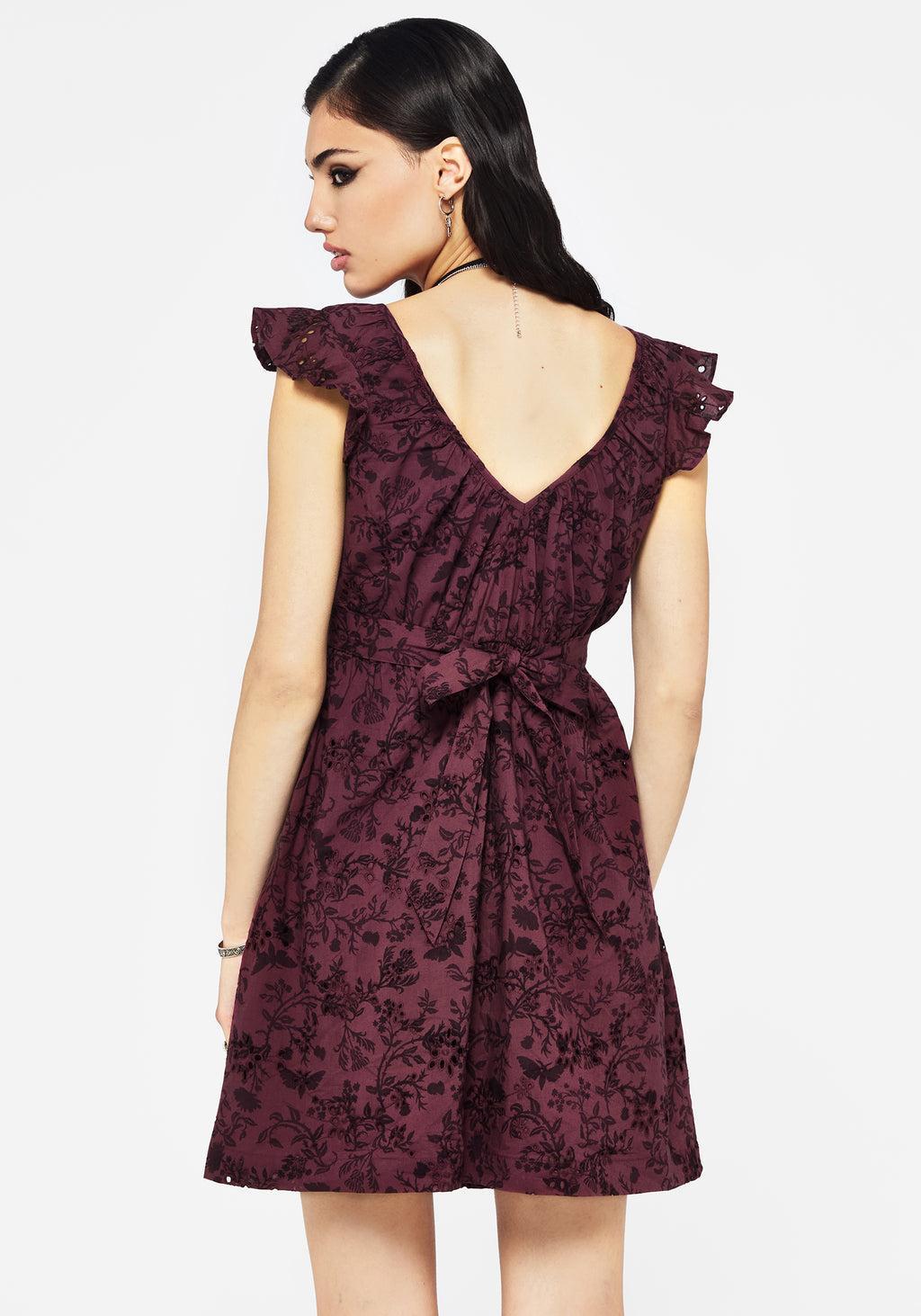 Morgana Cotton Broderie Frill Sleeve Mini Dress Product Image