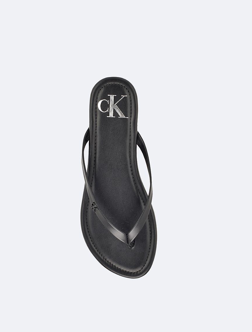 Calvin Klein Women's Women's Solid T-Strap Sandal - Black - 7 Product Image