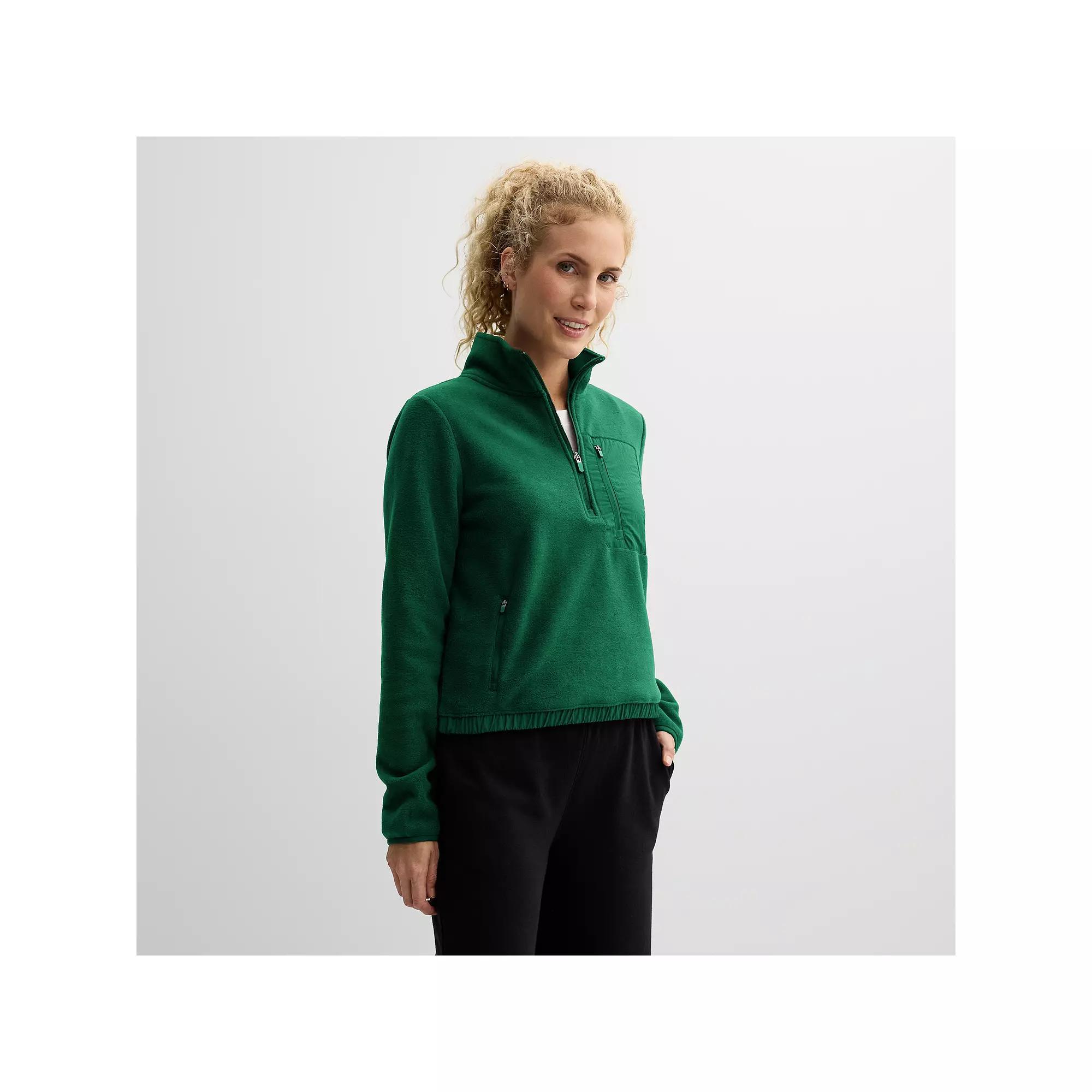 Women's Tek Gear® Mixed Media Micro Fleece Popover, Size: XXL, Mineral Black Product Image