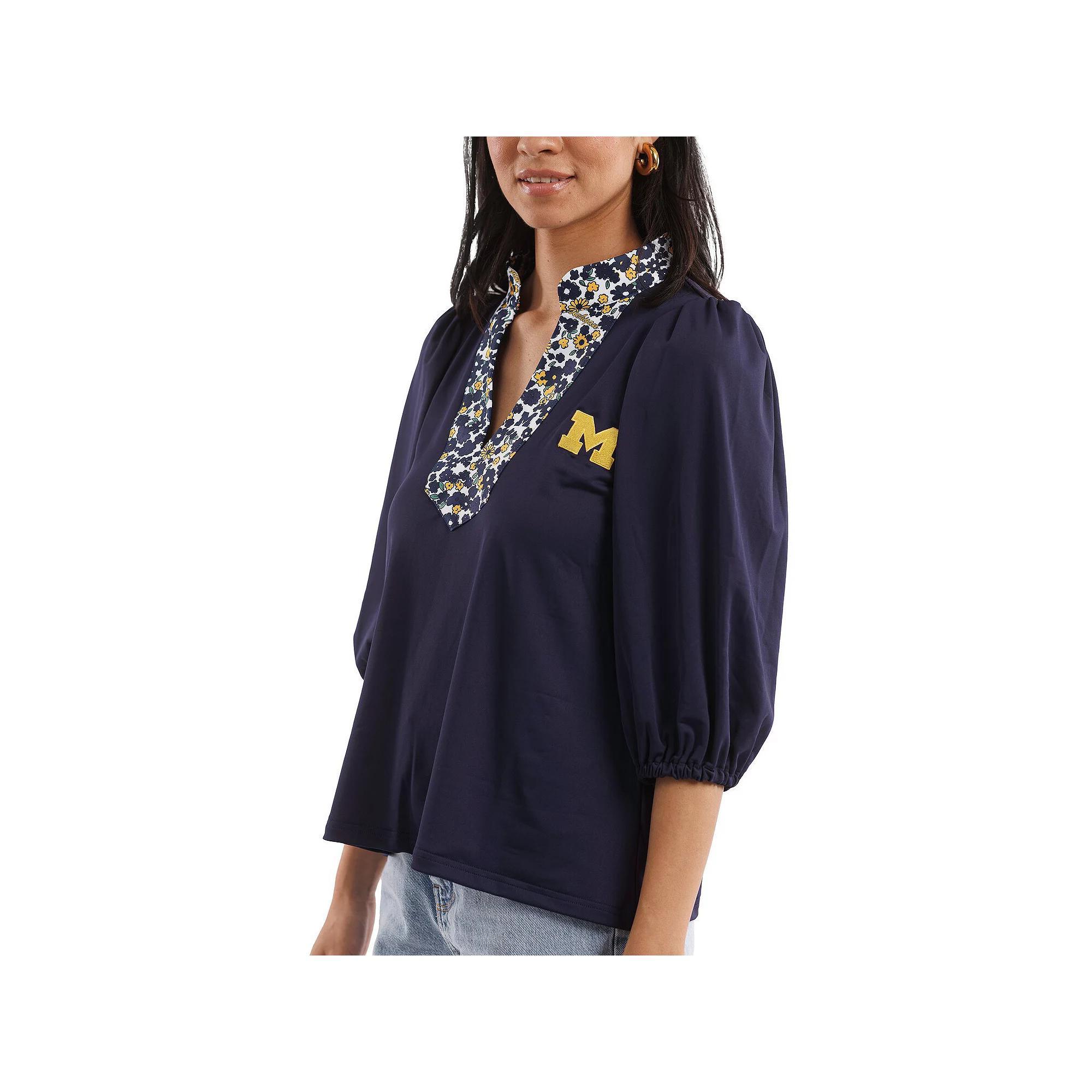 Women's Smith & Quinn Navy Michigan Wolverines Tailgate Collection Eliza Top, Size: Small, Blue Product Image