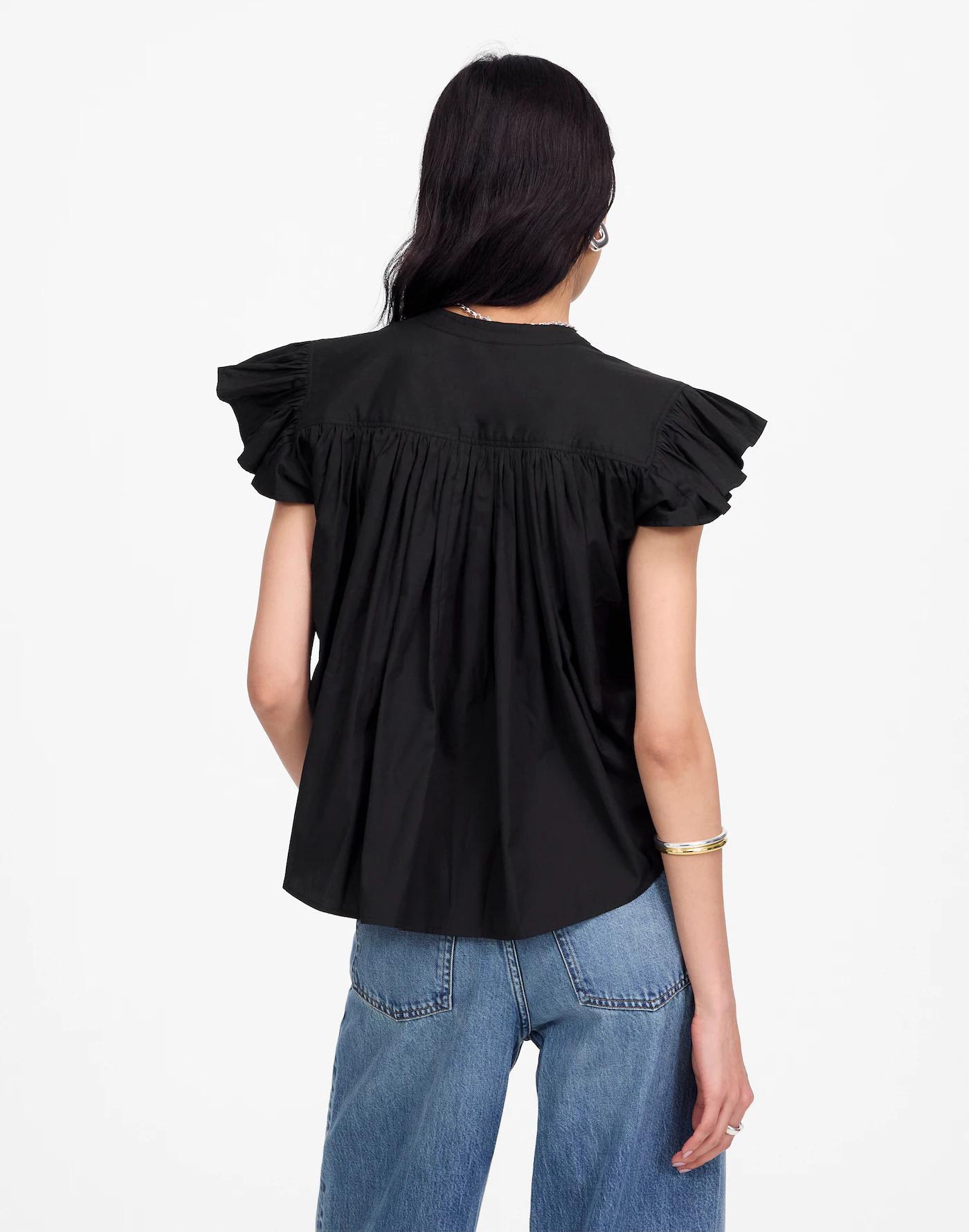 Poplin Shirred Button-Up Shirt Product Image