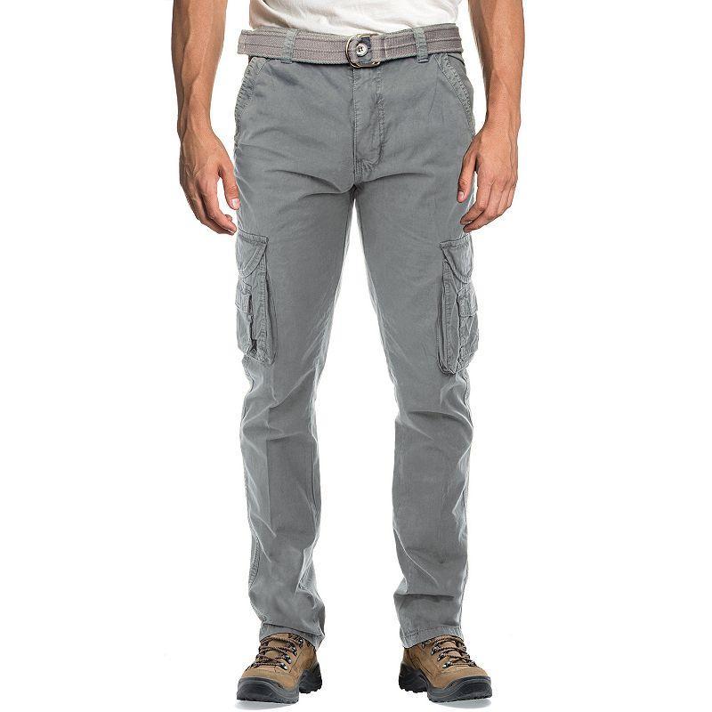 Mens Xray Slim-Fit Belted Cargo Pants Green Product Image
