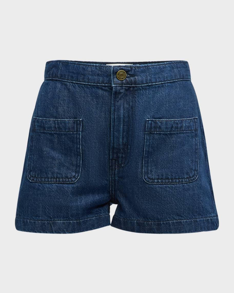 Womens Patch-Pocket Denim Shorts Product Image