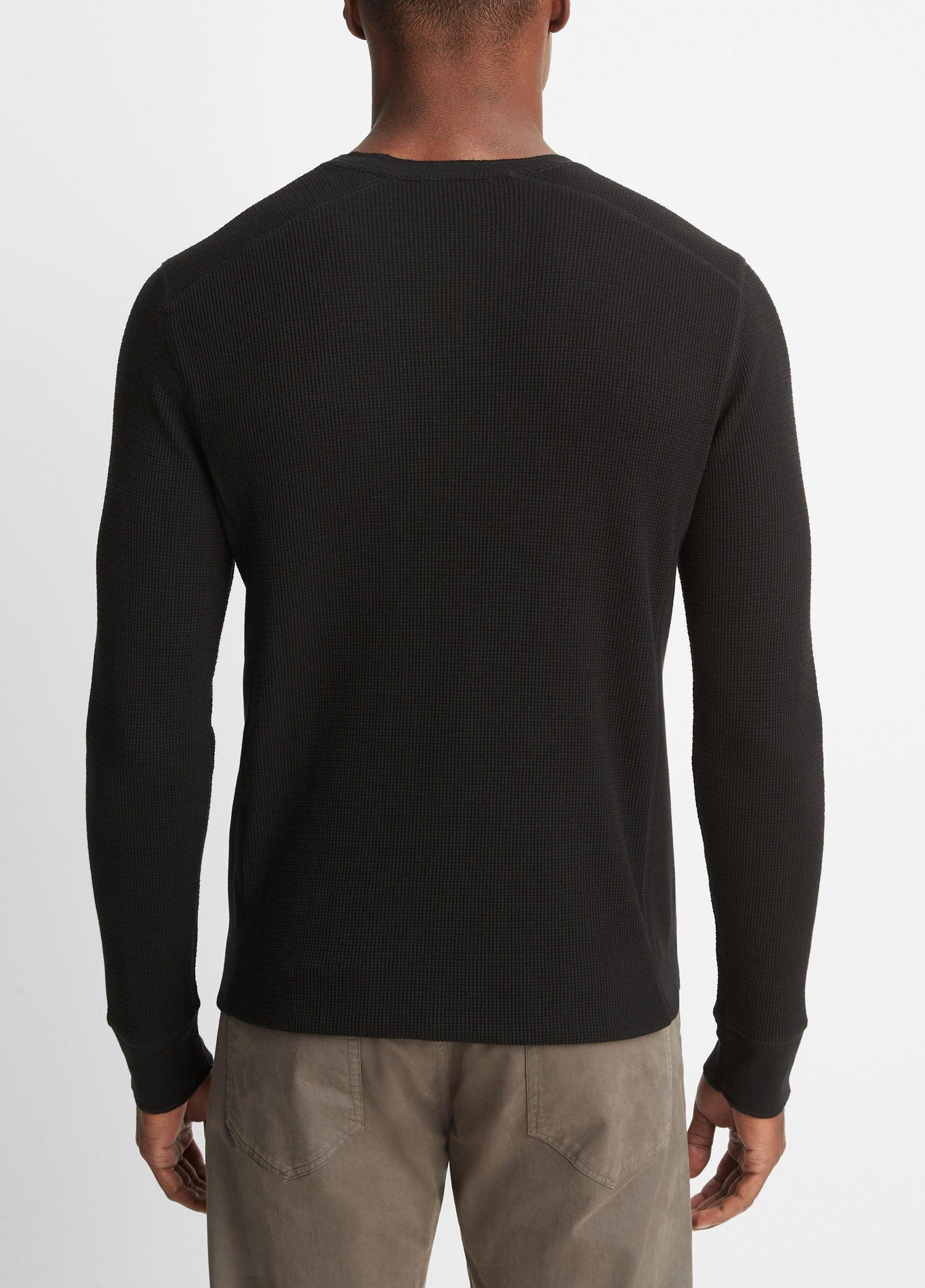 Mens Thermal Long Sleeve Crew Neck Pullover, Black, Size S Vince Product Image