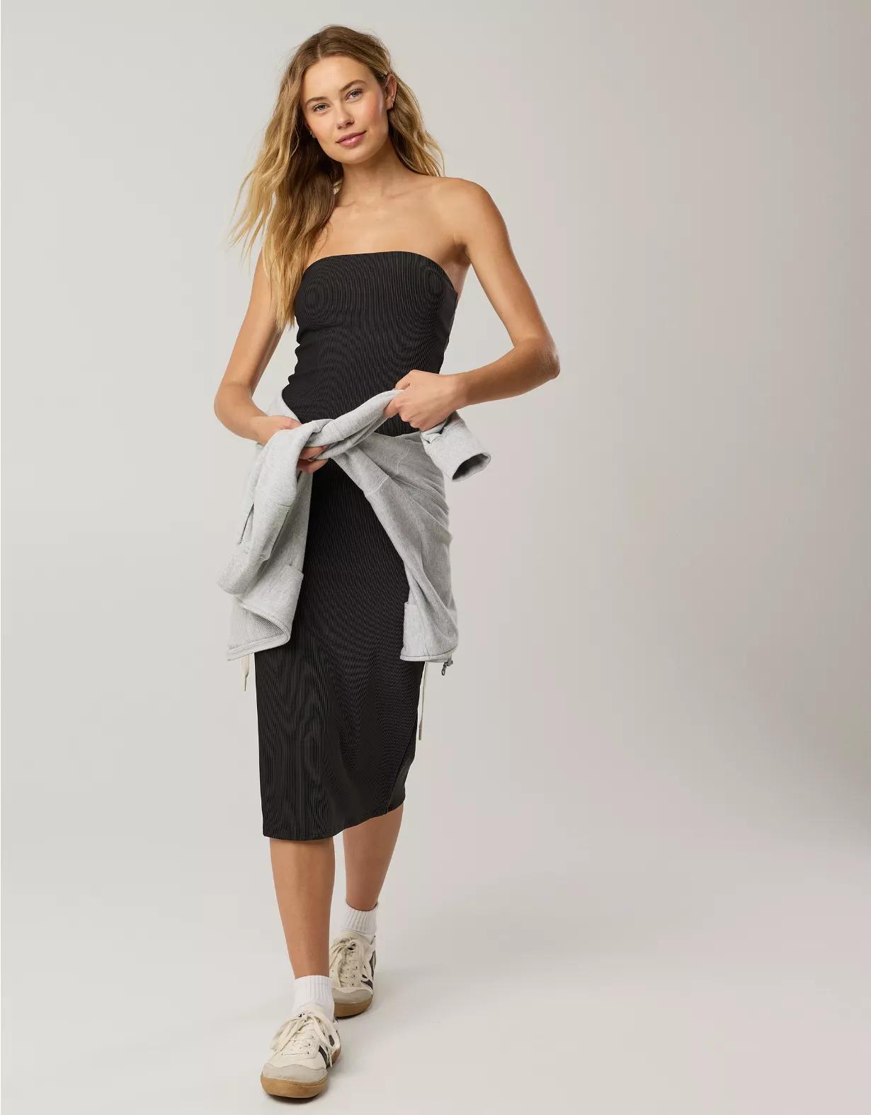 OFFLINE By Aerie Stripe Rib Night Out Midi Tube Dress Product Image