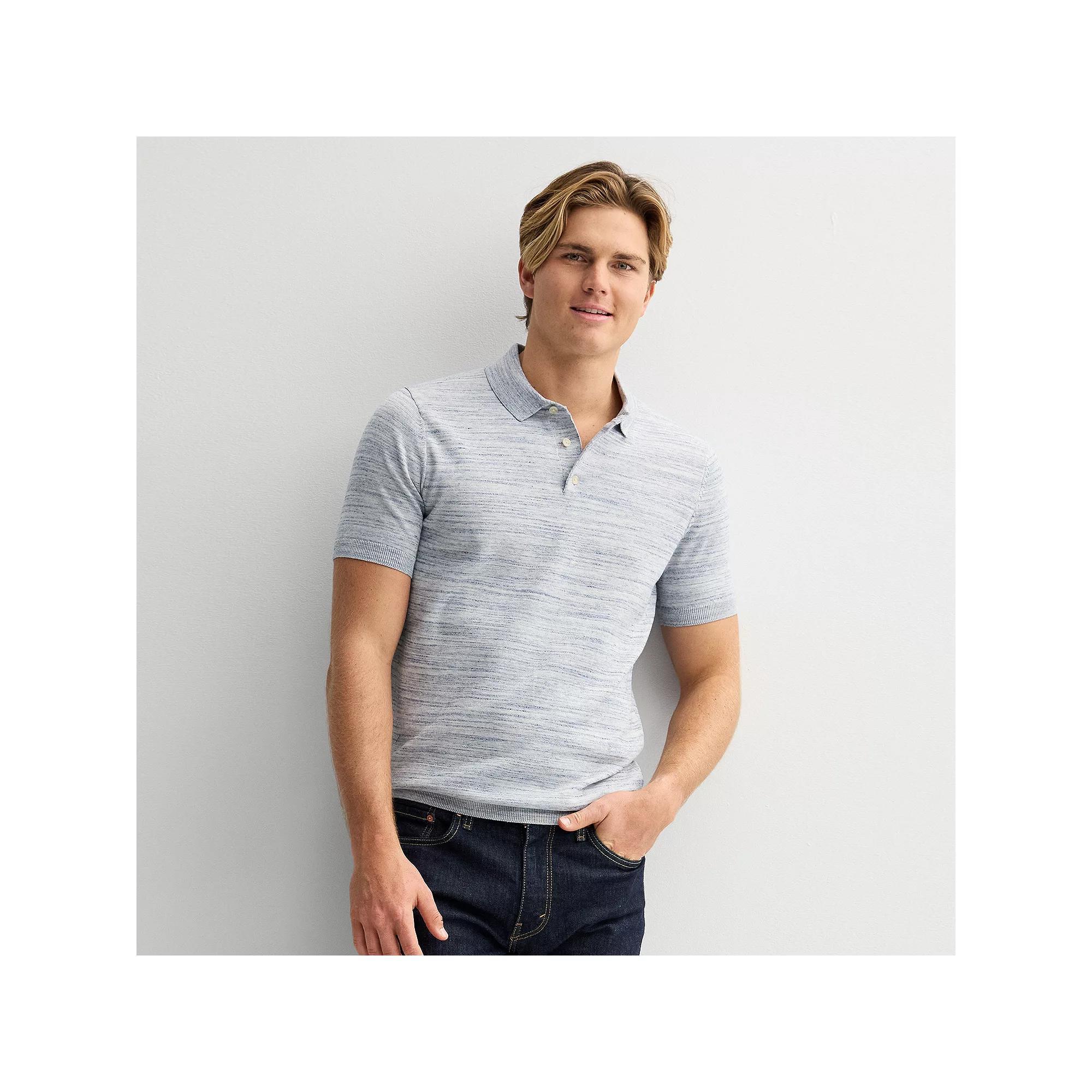 Men's Sonoma Goods For Life® Short Sleeve Sweater Polo, Size: Small, Blue Spacedye Product Image
