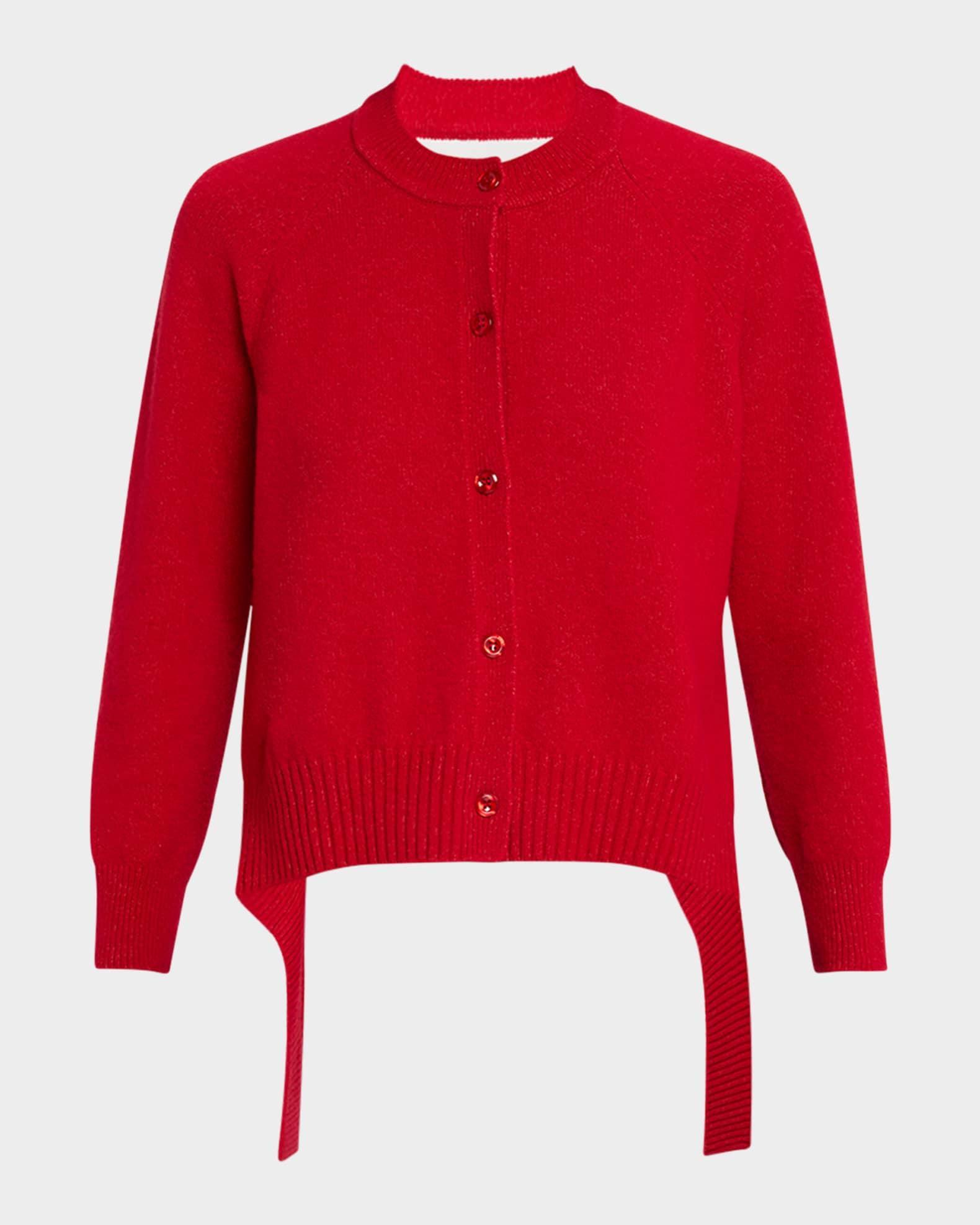 Backless Long Sleeve Wool Cardigan Product Image