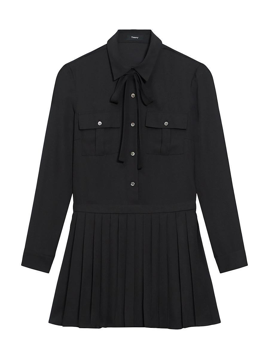 Womens Button-Front Pleated Minidress Product Image