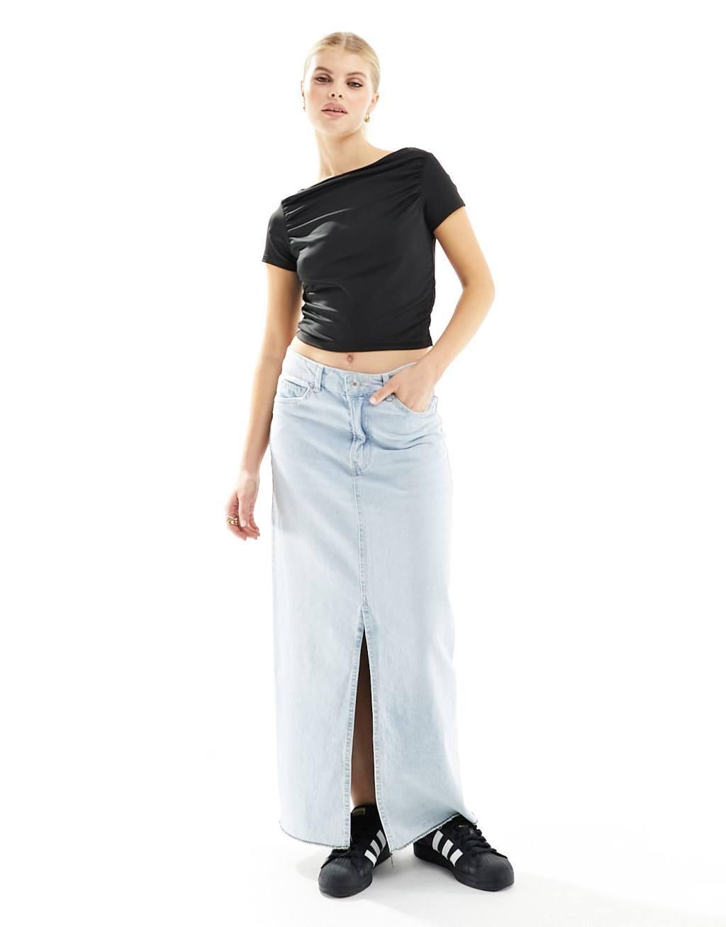 4th & Reckless ruched wide neck cropped T-shirt Product Image