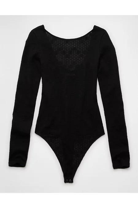 AE Long-Sleeve Lace Bodysuit Women's Product Image