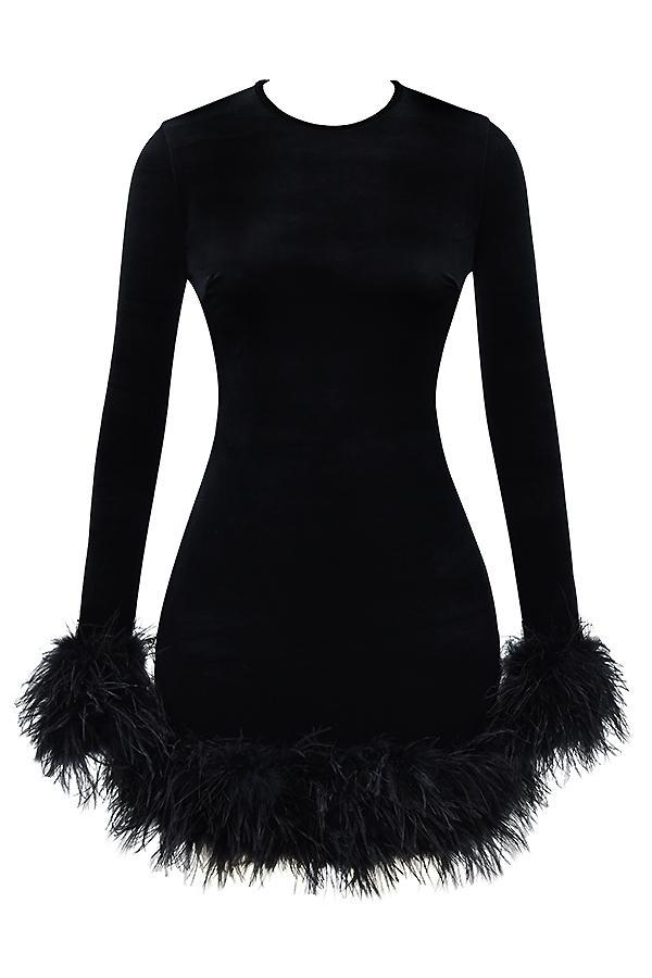 Lavinia  black velvet mini dress Product Image