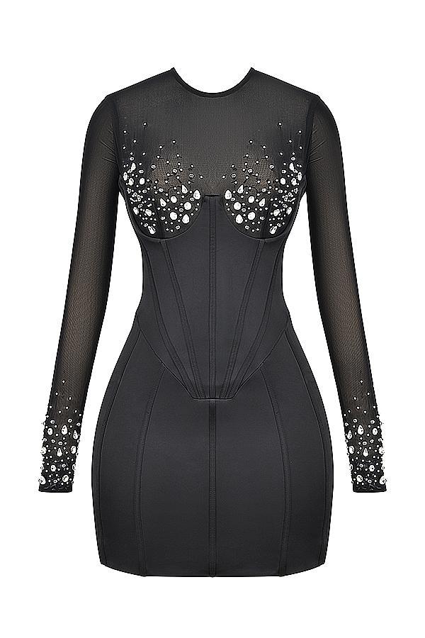 Anastasia Black Crystallised Corset Dress Product Image