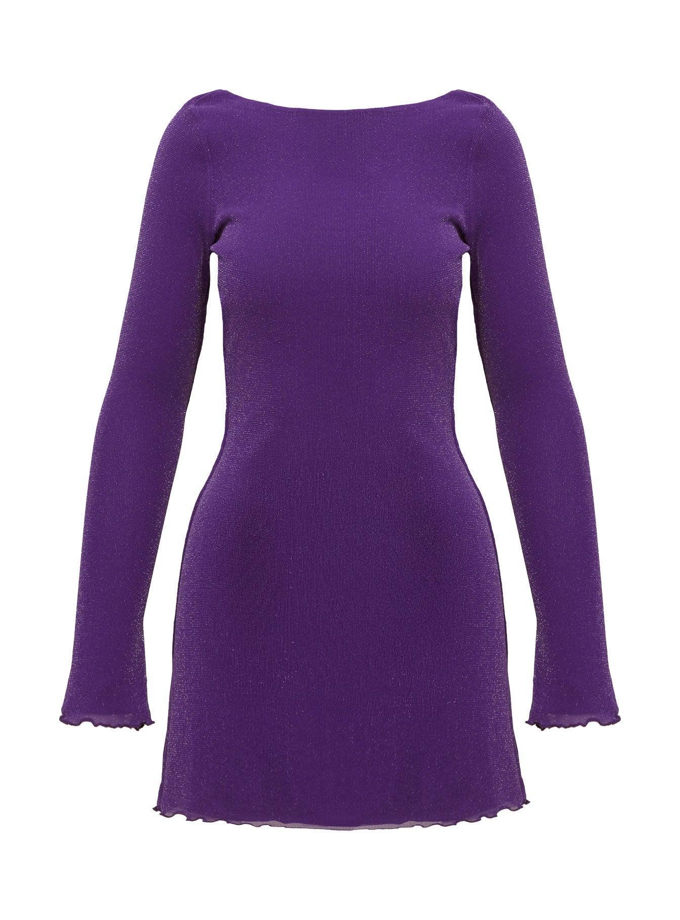 Leshner Long Sleeve Mini Dress Purple Product Image