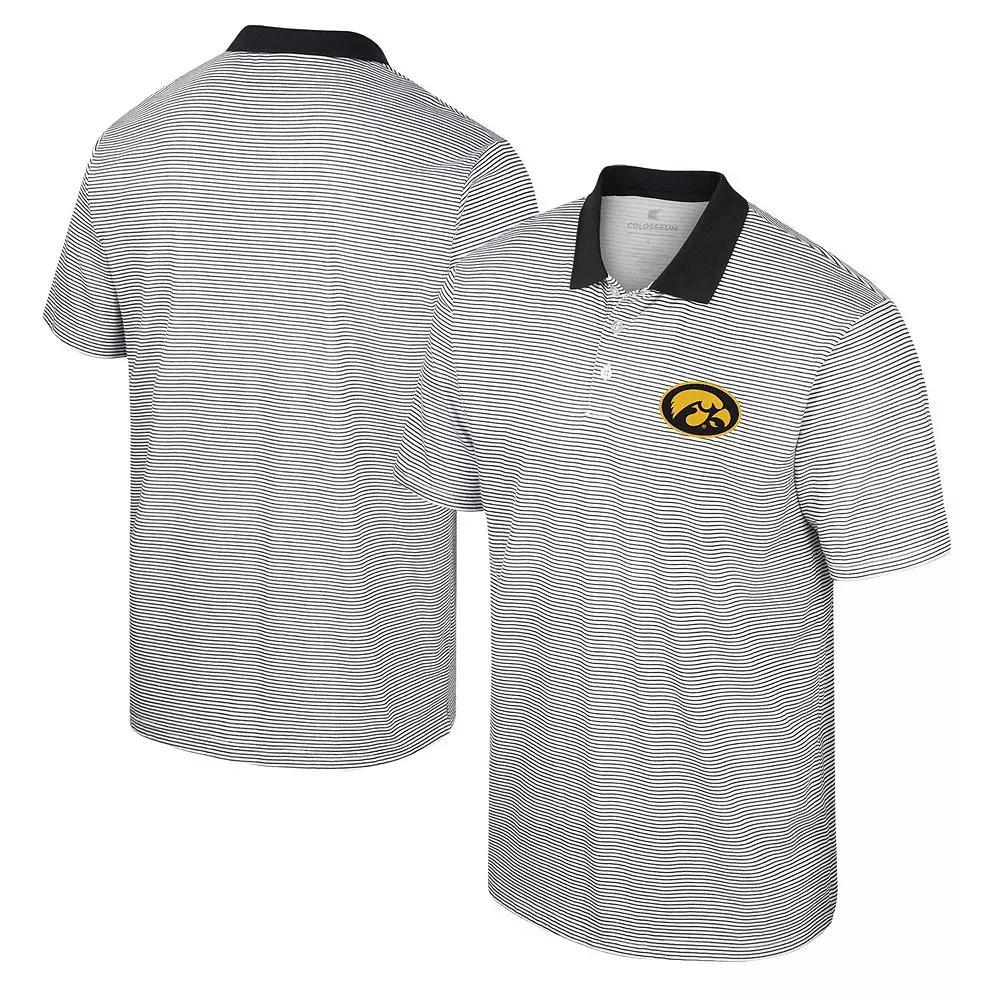 Men's Colosseum White Iowa Hawkeyes Print Stripe Polo, Size: XL Product Image
