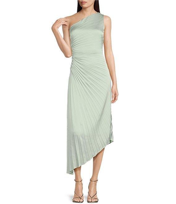 Belle by Badgley Mischka Kelsey Sleeveless One Shoulder Asymmetric Fit and Flare Dress Product Image