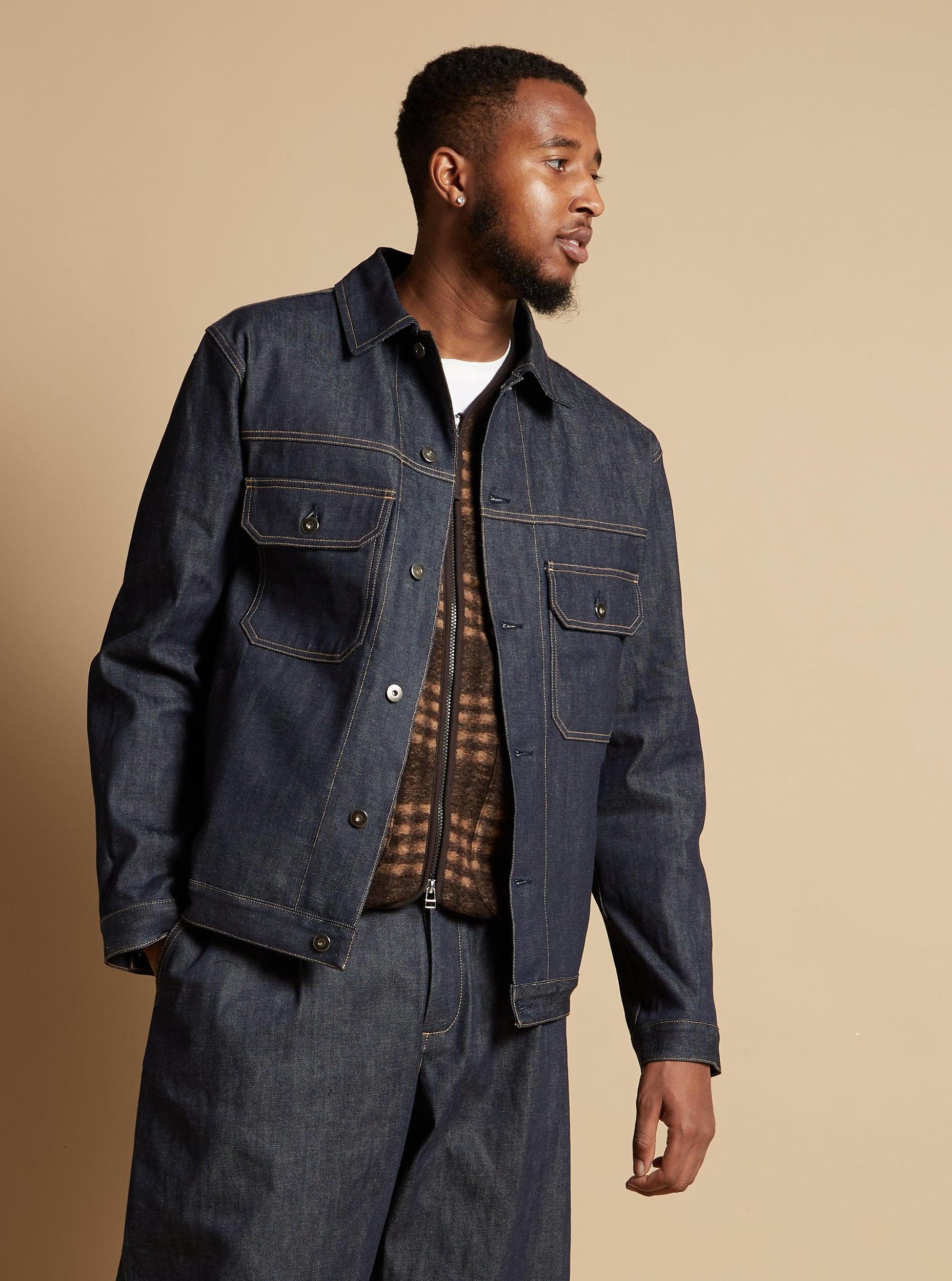 Universal Works Trucker Jacket in Indigo 13oz Selvedge Denim Product Image