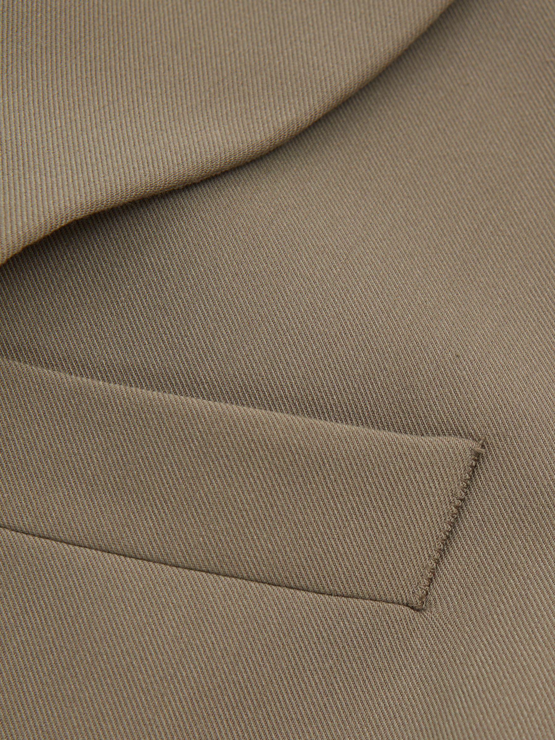 Double Breasted Longline Suit Waistcoat in Khaki Product Image