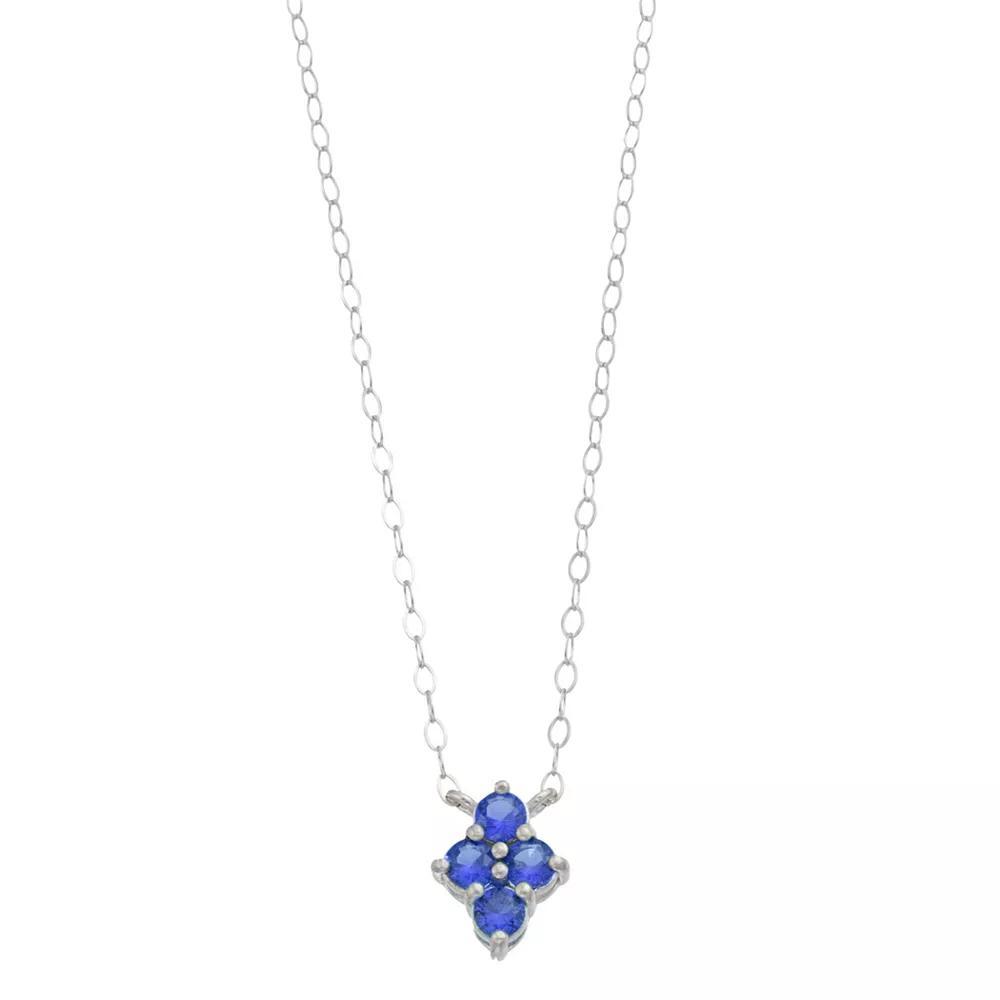 Aleure Precioso Sterling Silver Lab-Created Gemstone 4-Stone Necklace, Women's, Size: 16", Sterling Silver Red Product Image