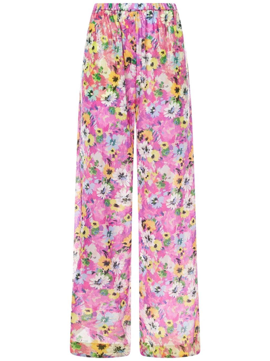 MSGM Floral-print Wide Trousers In Multicolor Product Image