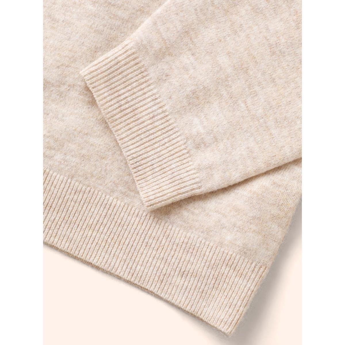 Plus Size Round Neck Pearl Beaded Pullover Apricot Women Casual Long Sleeve Round Neck Everyday Pullovers BloomChic 12/L Product Image