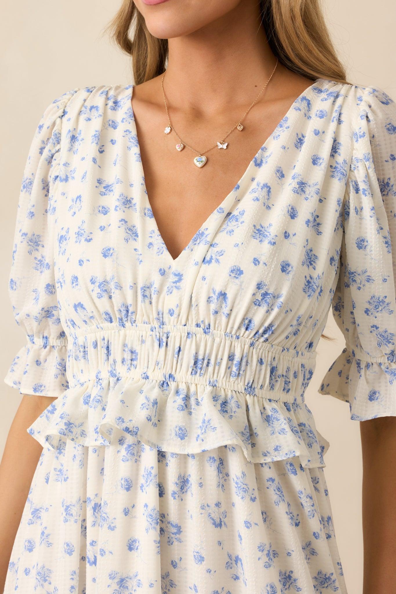 Tulip Tea Time Ivory Floral Ruffle Maxi Dress Product Image