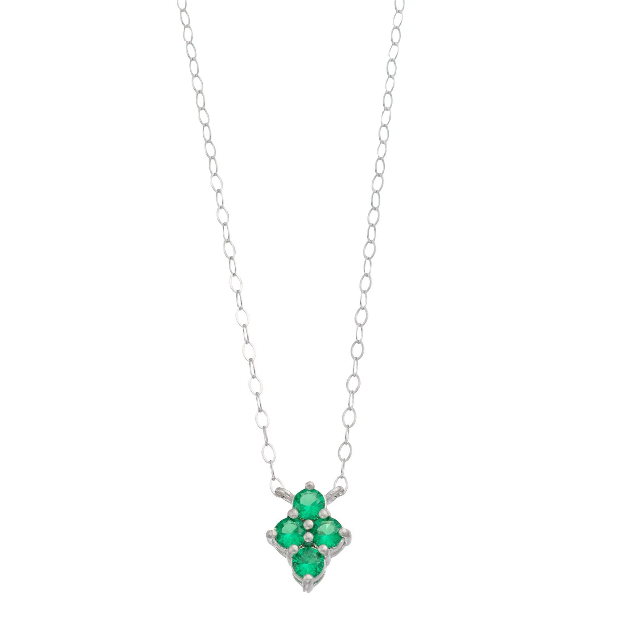 Aleure Precioso Sterling Silver Lab-Created Gemstone 4-Stone Necklace, Women's, Size: 16", Sterling Silver Red Product Image
