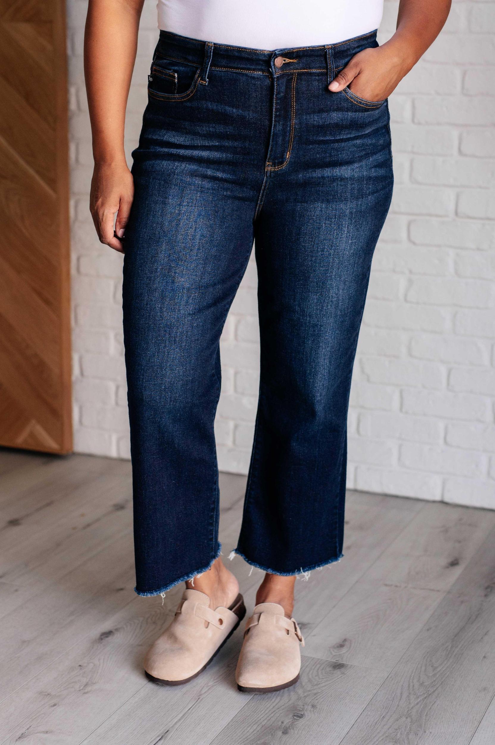 Judy Blue High Rise Cropped Wide Leg Jeans Product Image