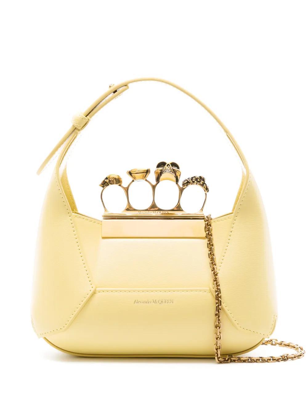 ALEXANDER MCQUEEN Mini Jewelled Leather Tote Bag In Gelb Product Image