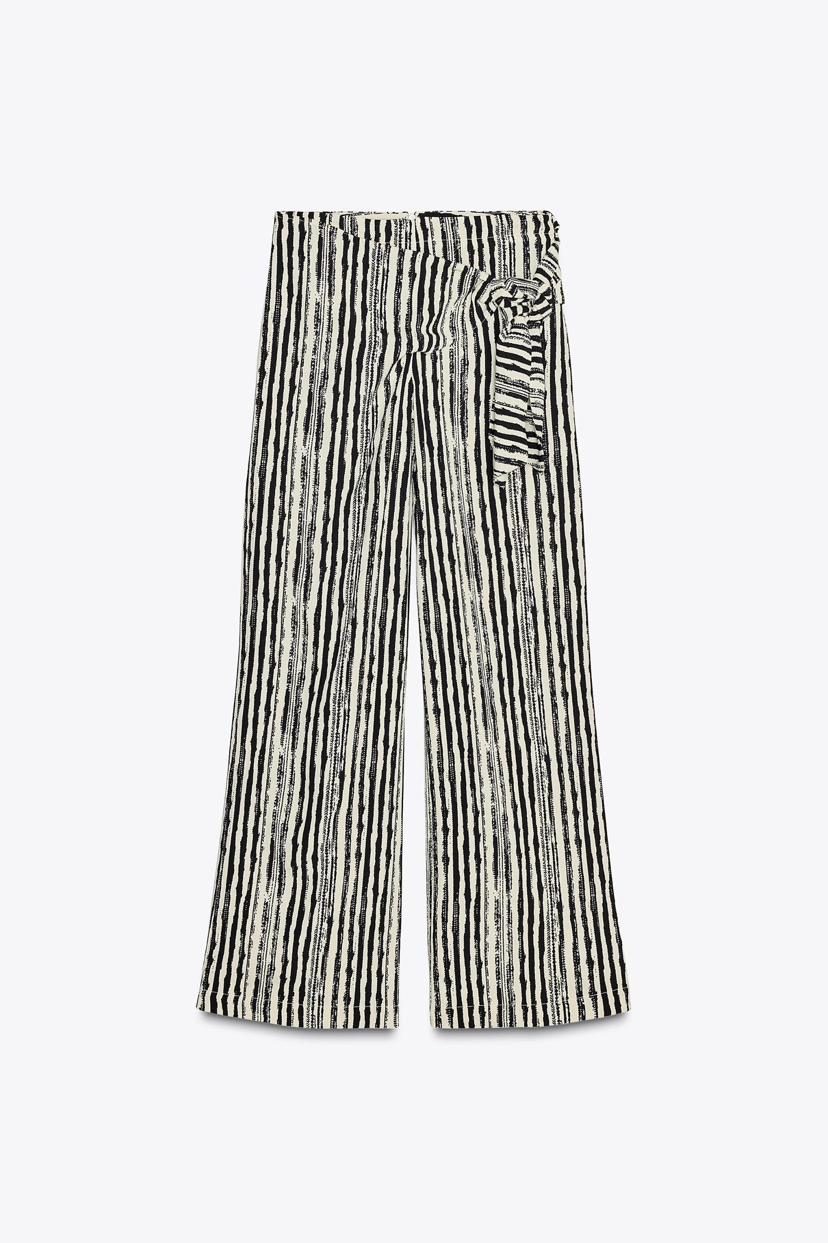 STRIPED WIDE LEG WRAP PANTS Product Image