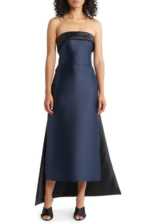 Womens Mikado Satin Strapless Tea-Length Dress Product Image