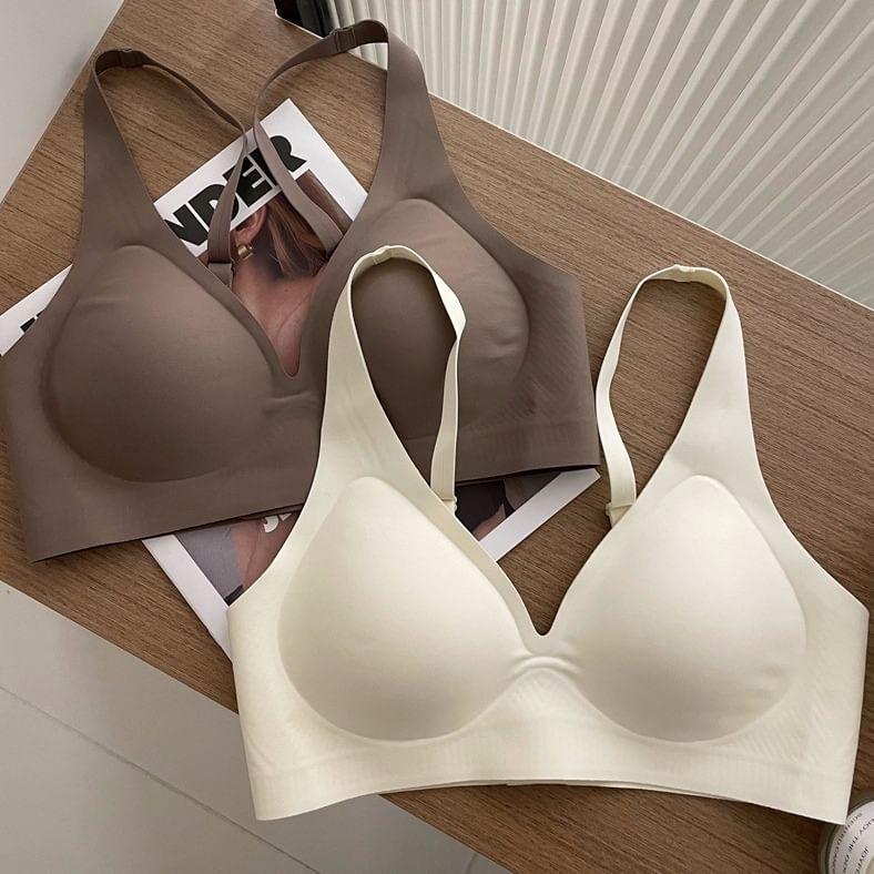V-Neck Plain Bralette Product Image