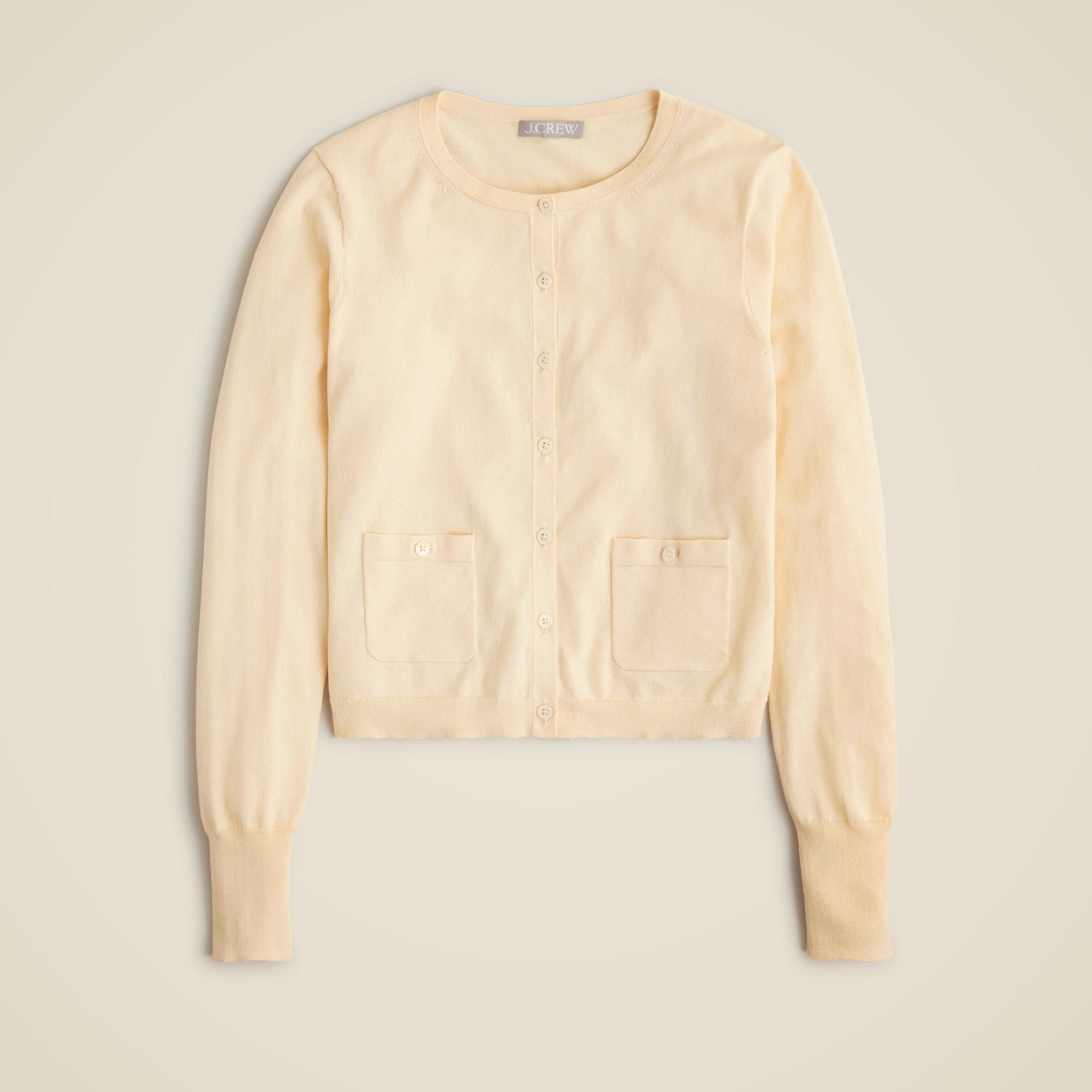 Crewneck cardigan in premium ultrafine cotton Product Image