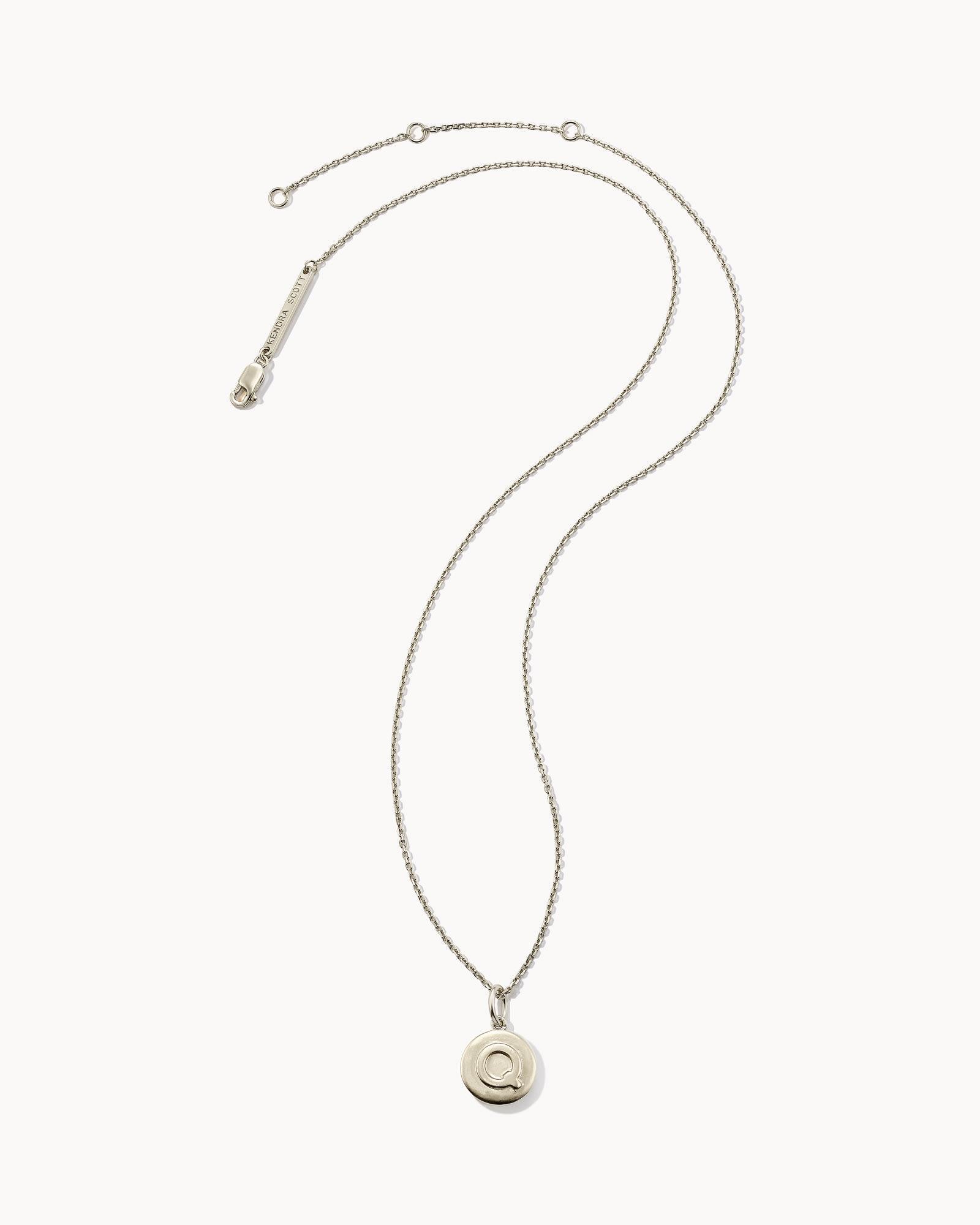 Kendra Scott Letter Q Coin Pendant Necklace in Oxidized Sterling Silver | Metal Product Image