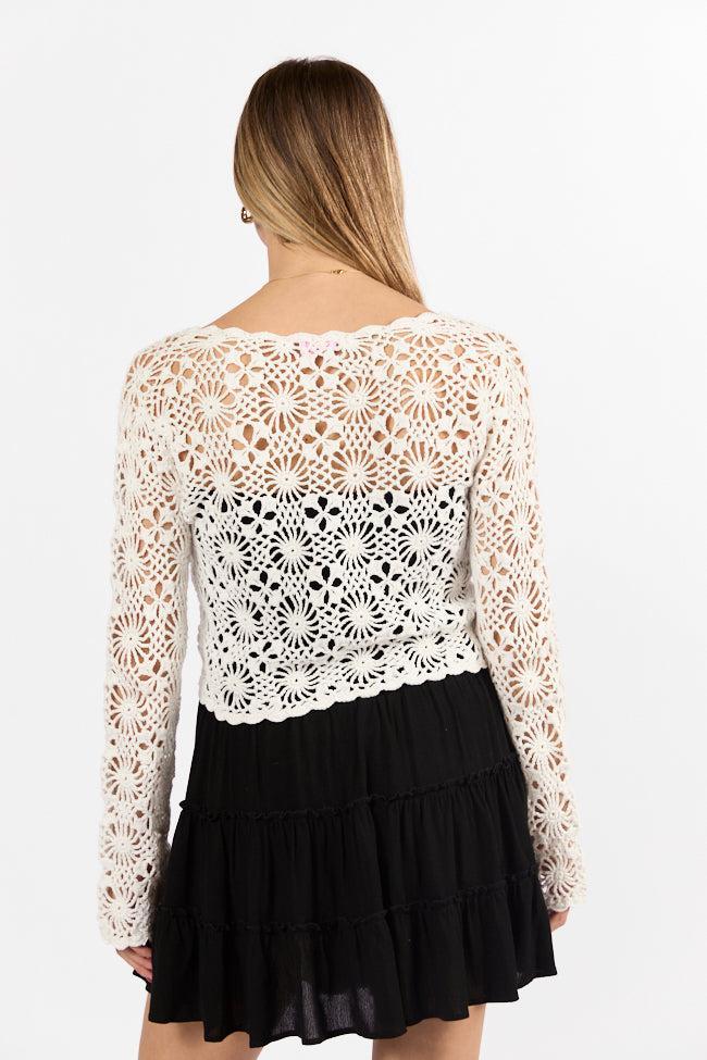 Unbeatable Memories Long Sleeve Ivory Crochet Cardigan SALE Product Image