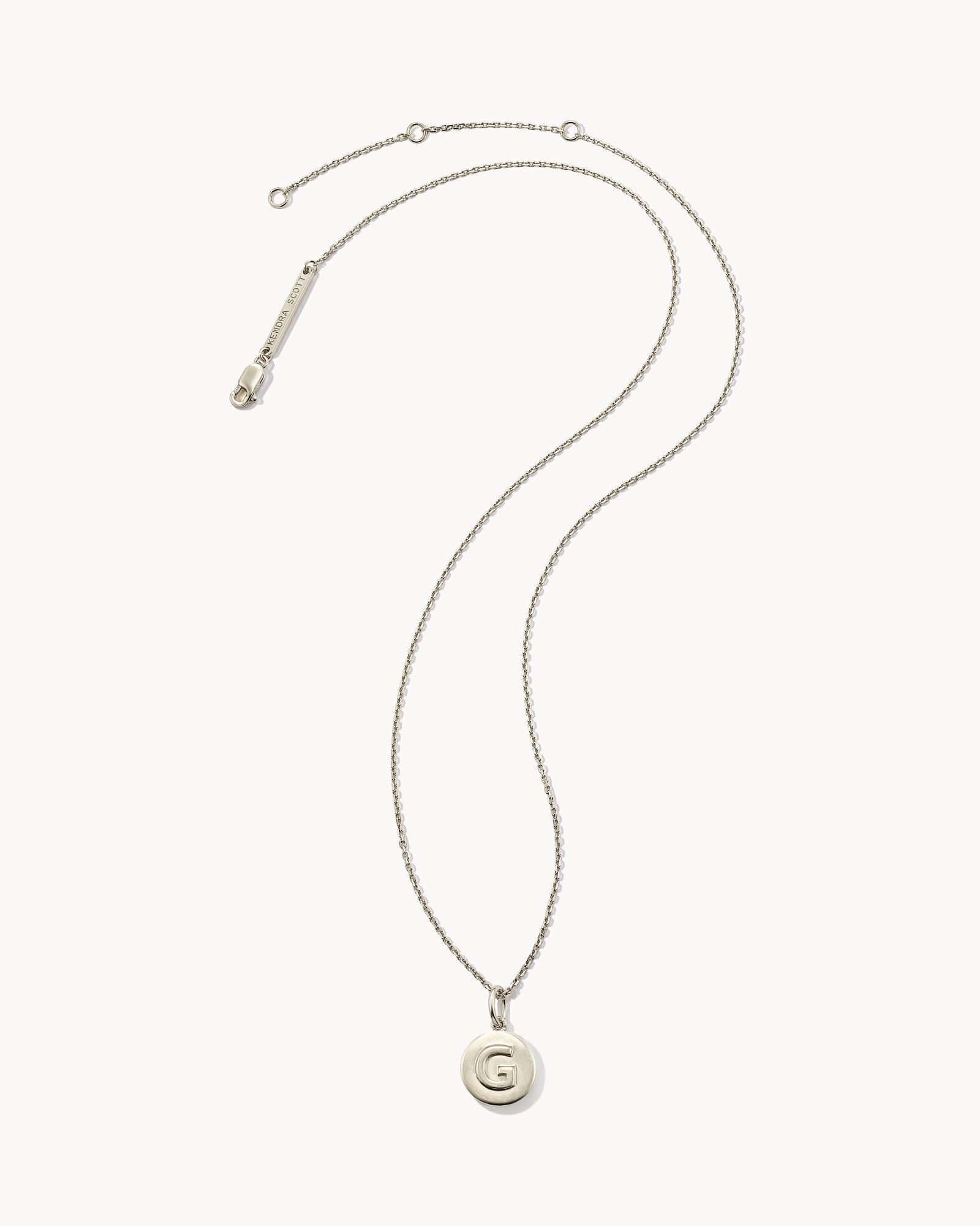 Kendra Scott Letter Q Coin Pendant Necklace in Oxidized Sterling Silver | Metal Product Image