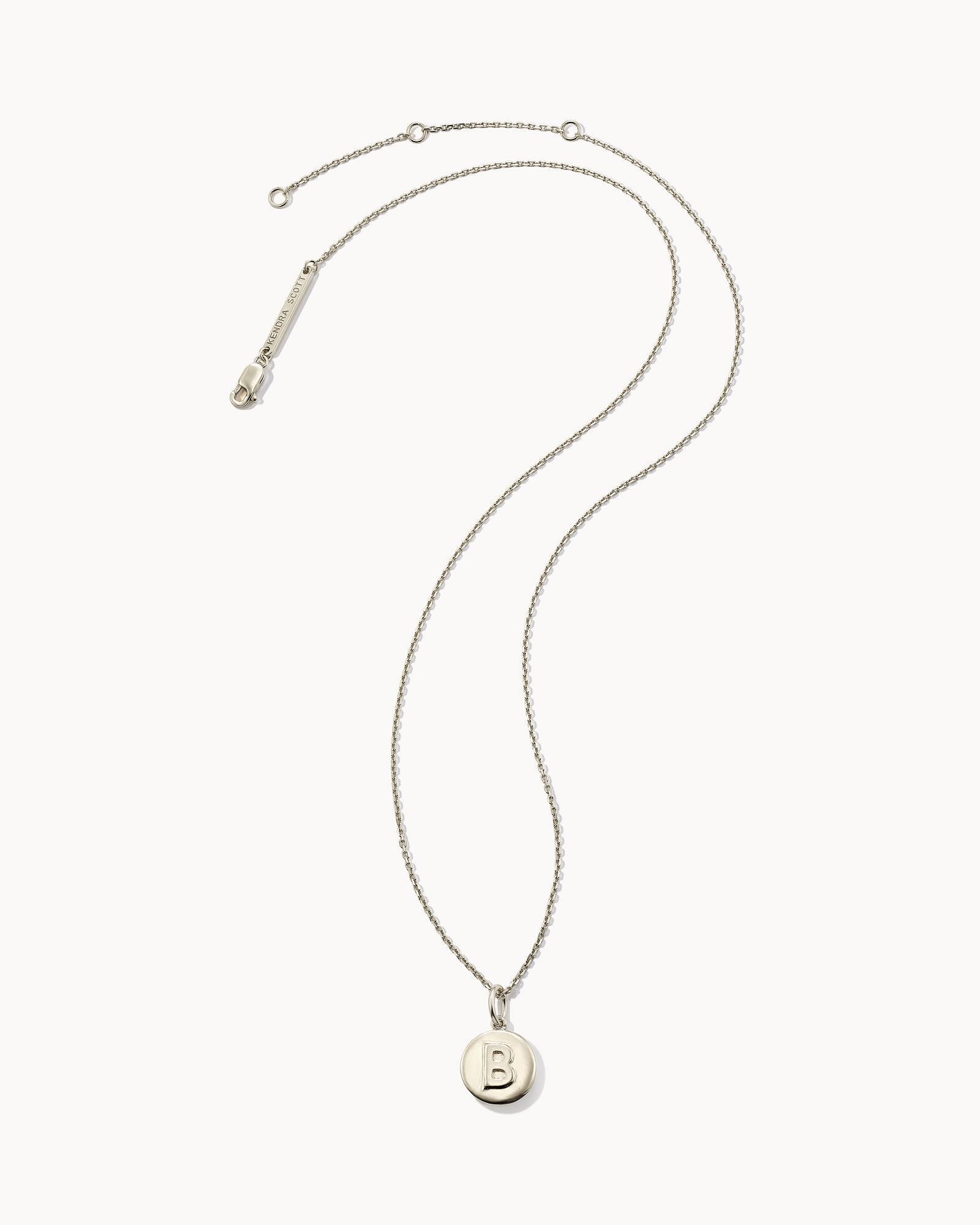 Kendra Scott Letter Q Coin Pendant Necklace in Oxidized Sterling Silver | Metal Product Image