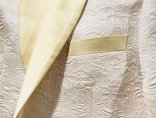 Ivory Slim Fit Tuxedo 4 Piece with Satin Shawl Collar Beveled Designed Vest Product Image