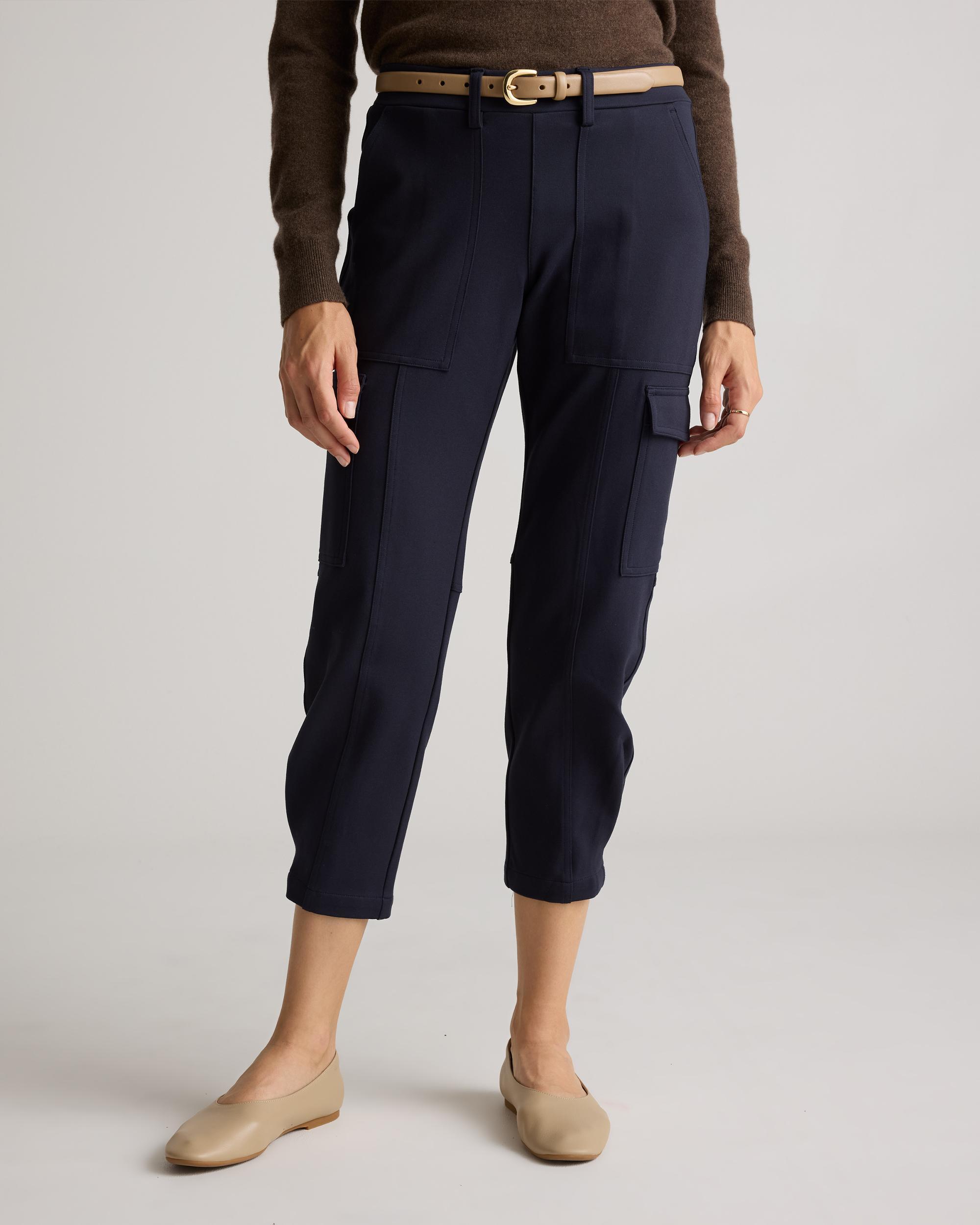 Quince | Women's Ultra-Stretch Ponte Tapered Cargo Pants Rayon Product Image