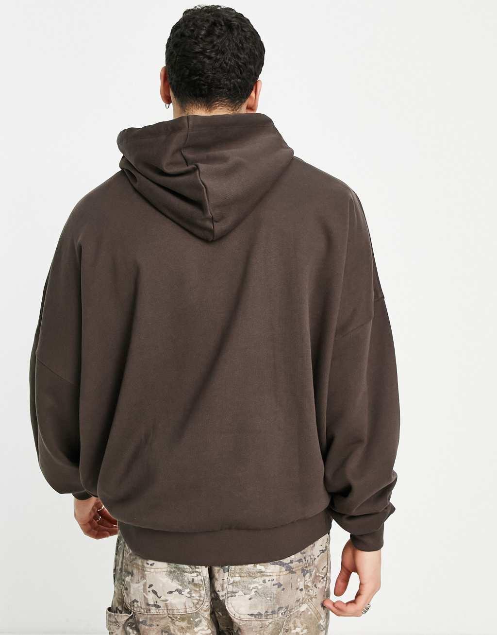 ASOS DESIGN super oversized hoodie in dark brown Product Image