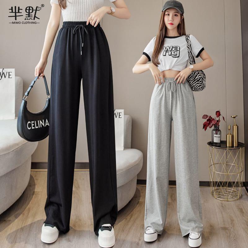 Drawstring Wide Leg Sweatpants Product Image